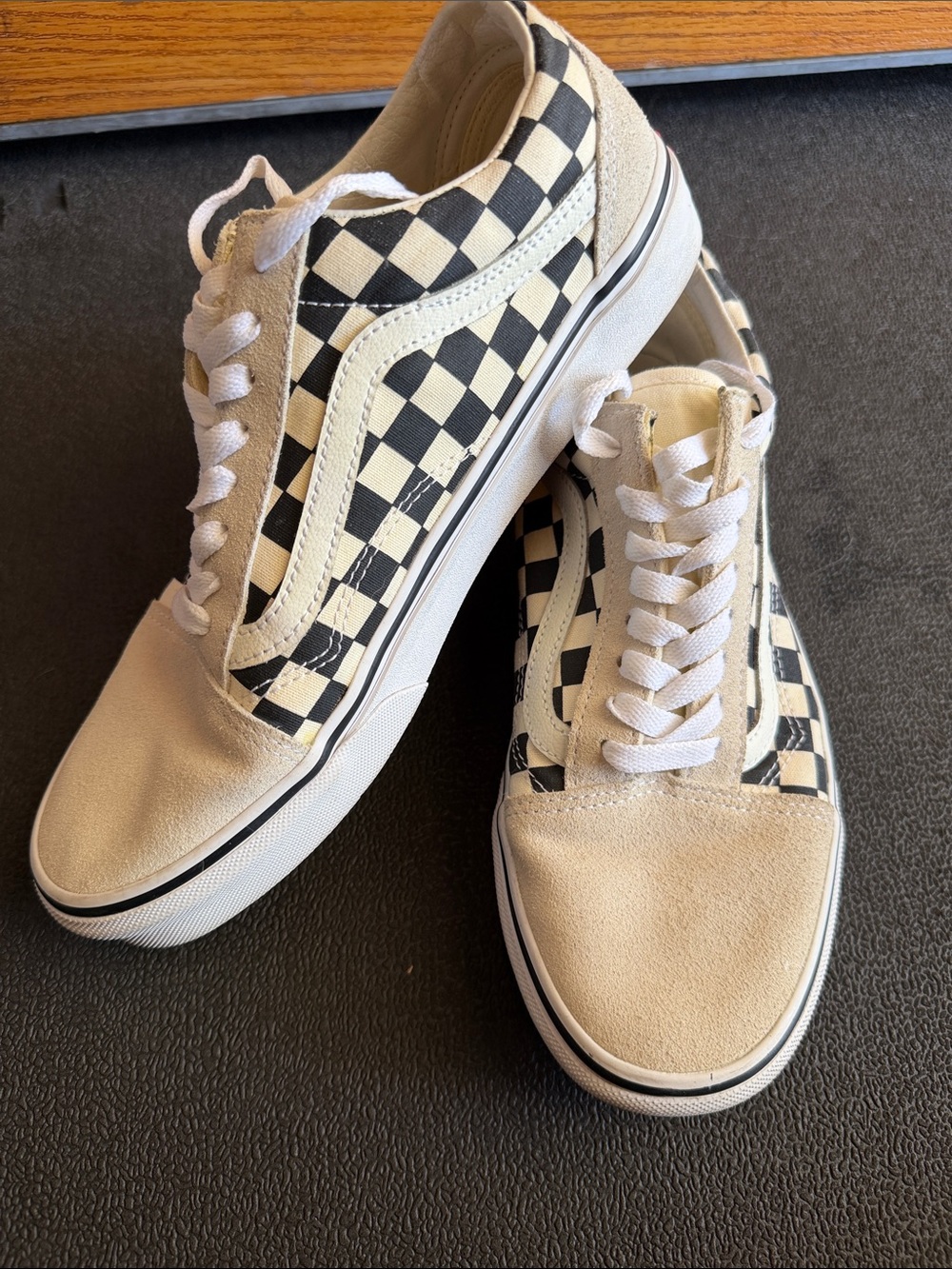 Vans Women's Checkerboard Low-Top Sneakers - Black & Cream